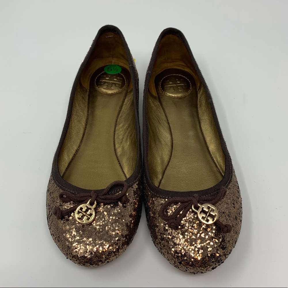 Tory Burch Copper Sparkle Flats